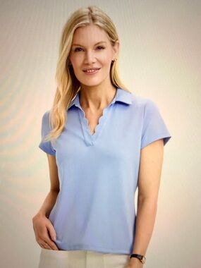 RENWICK Scallop Performance Polo.  EUC